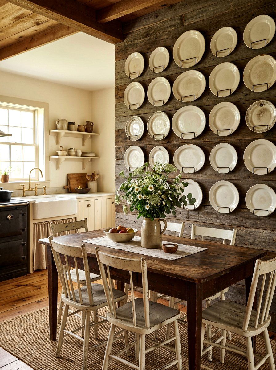 Rustic Farmhouse Plate Wall - 30 plate wall display ideas