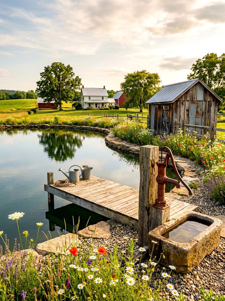 Rustic Farmhouse Pond - 30 koi pond ideas