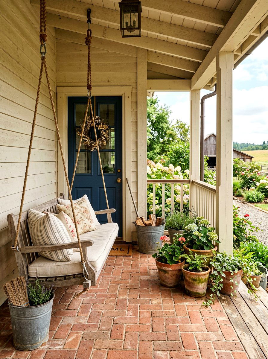Rustic Farmhouse Porch - 30 terracotta and cream patio ideas