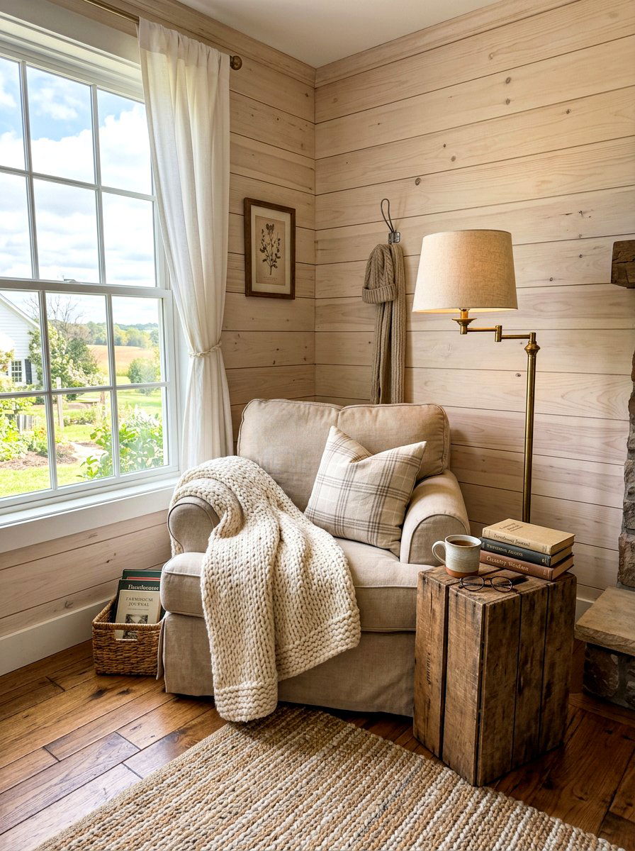 Rustic Farmhouse Reading Corner - 30 reading corner ideas