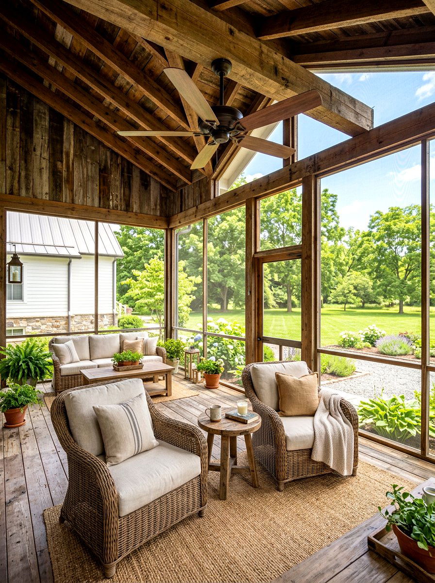Rustic Farmhouse Screened In Porch - 30 screened in porch ideas