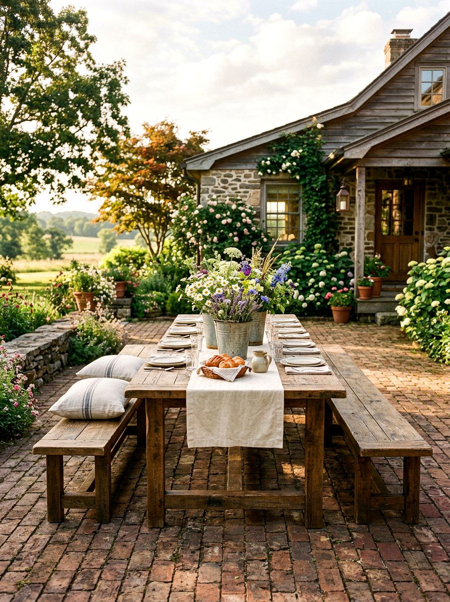 Rustic Farmhouse Seating - 30 patio brunch setup ideas
