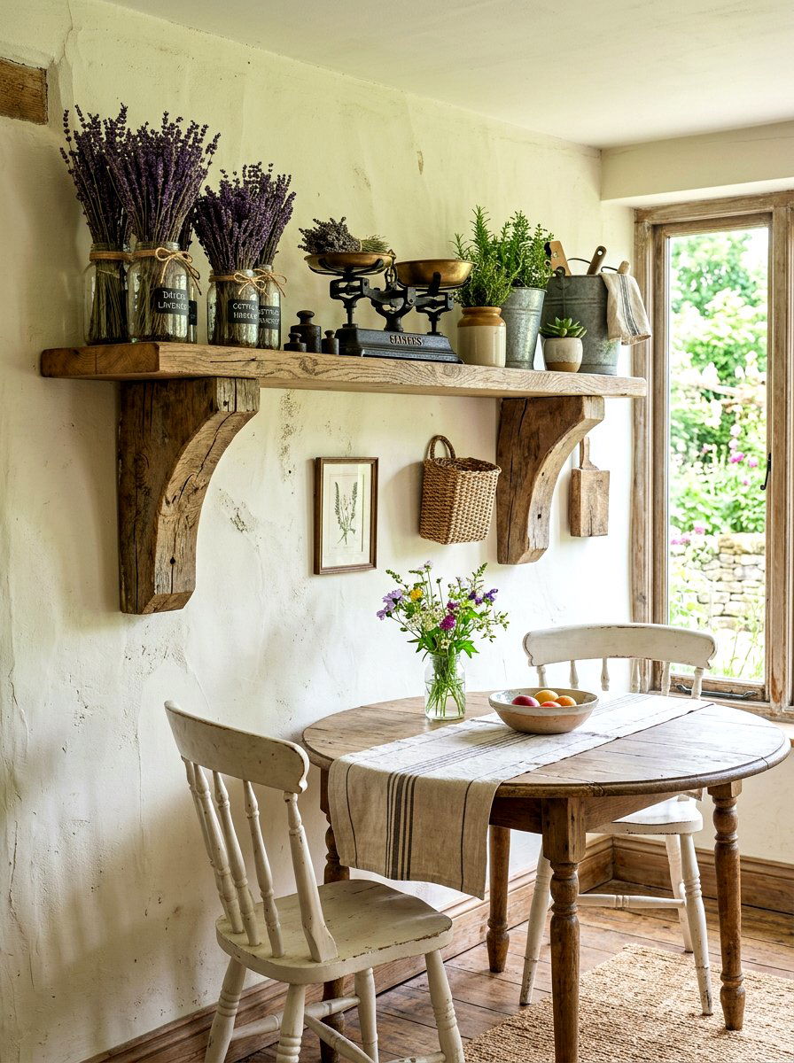 Rustic Farmhouse Shelf - 30 seasonal shelf decor ideas