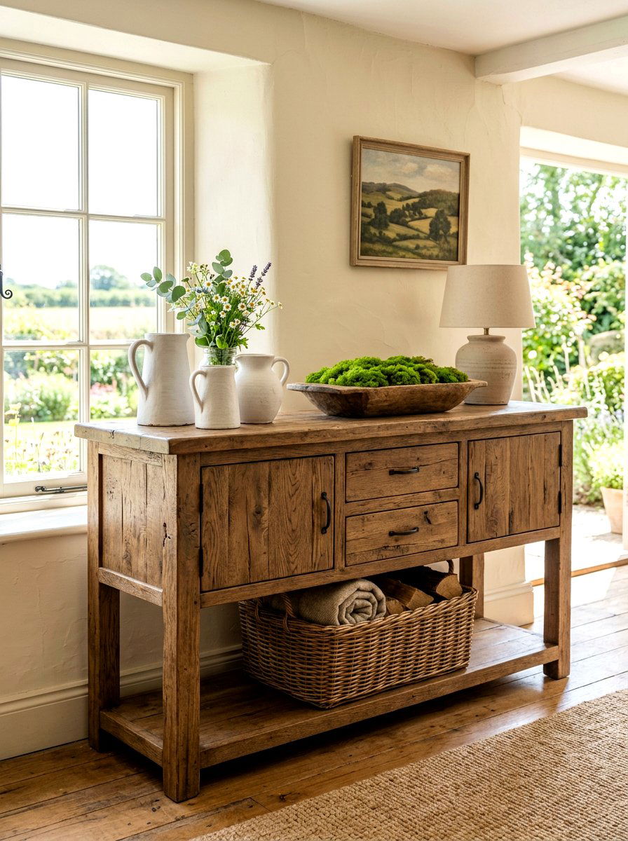 Rustic Farmhouse Sideboard - 30 buffet table styling ideas