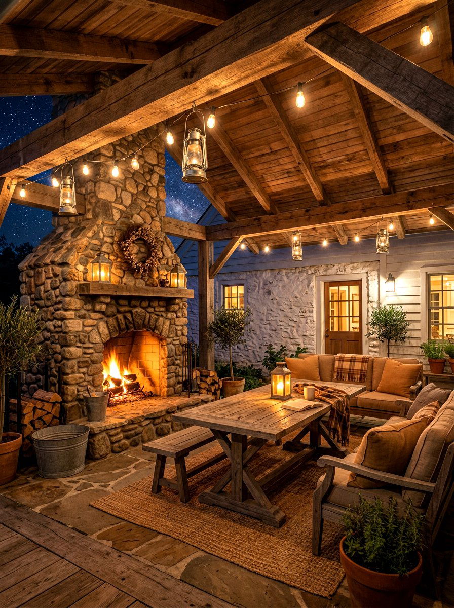 Rustic Farmhouse Starlit Patio - 30 starlit patio ideas