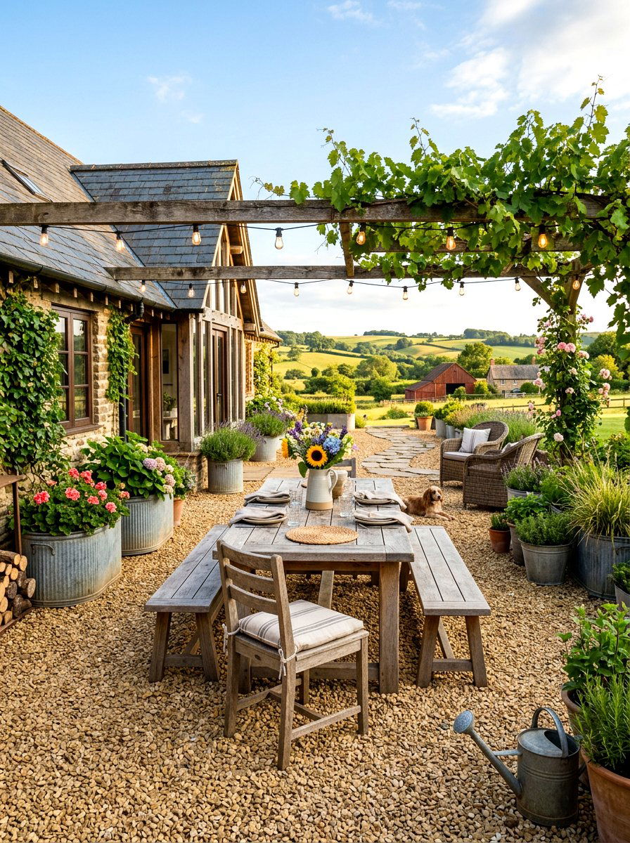 Rustic Farmhouse Style - 30 pea gravel patio ideas