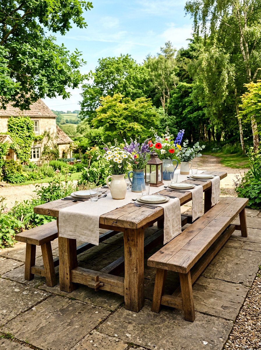 Rustic Farmhouse Table - 30 patio dinner party ideas