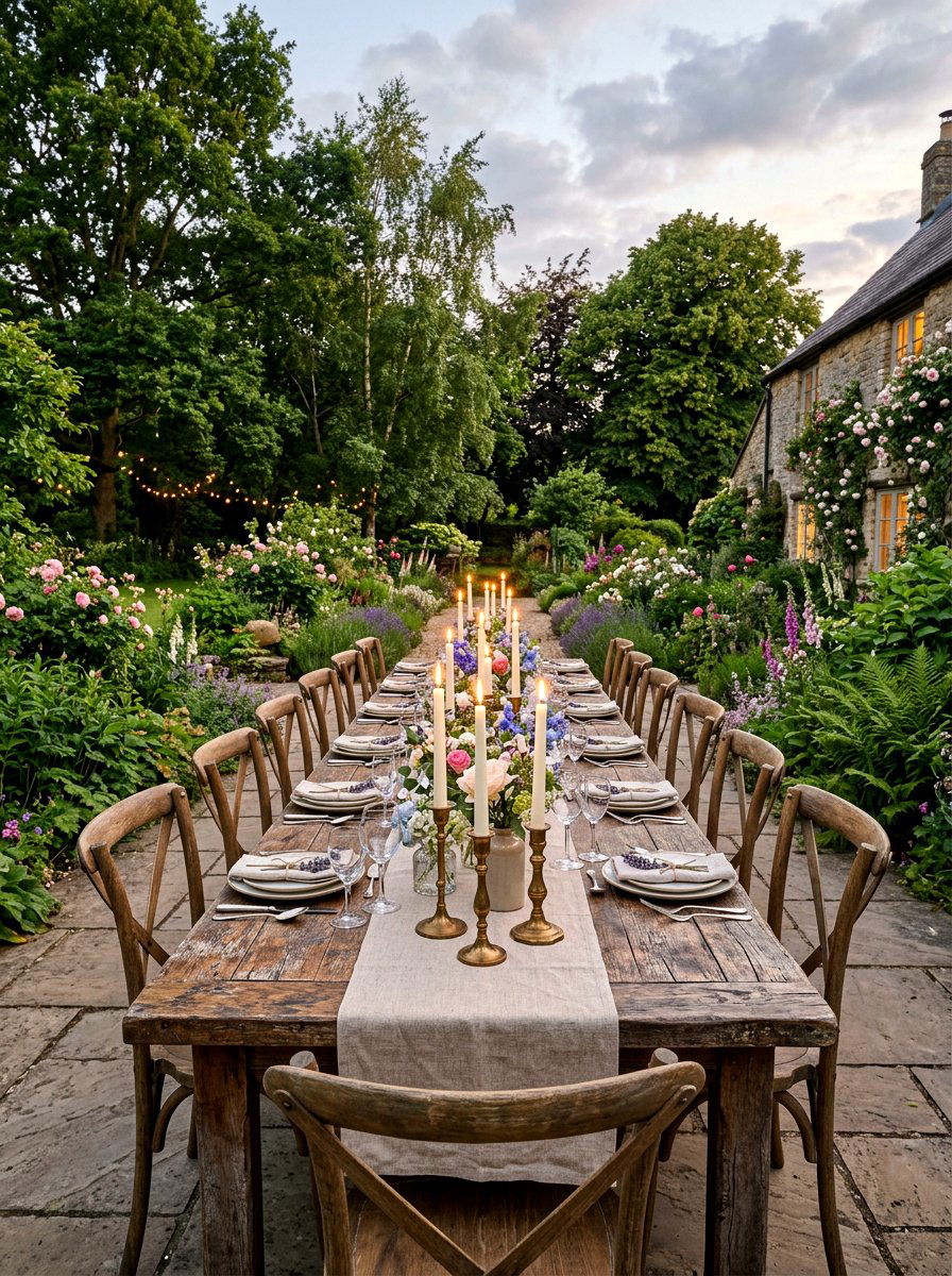 Rustic Farmhouse Table - 30 backyard candlelight dinner ideas