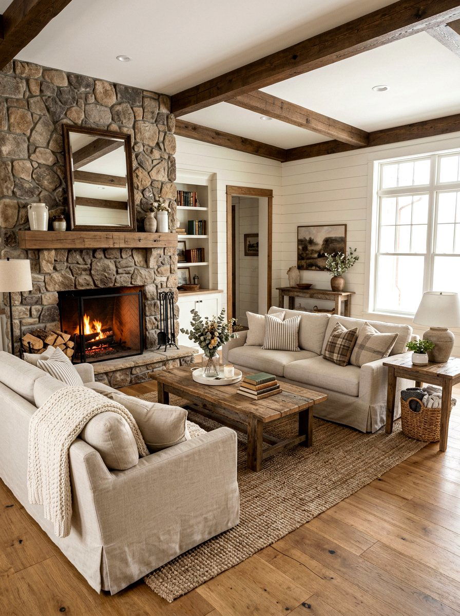 Rustic Farmhouse Twin Sofas - 30 twin sofa living room ideas