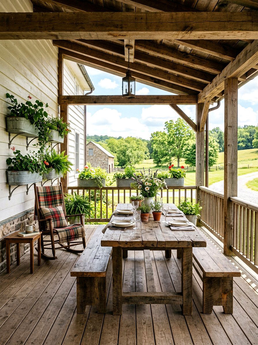 Rustic Farmhouse Veranda - 30 veranda lounge ideas