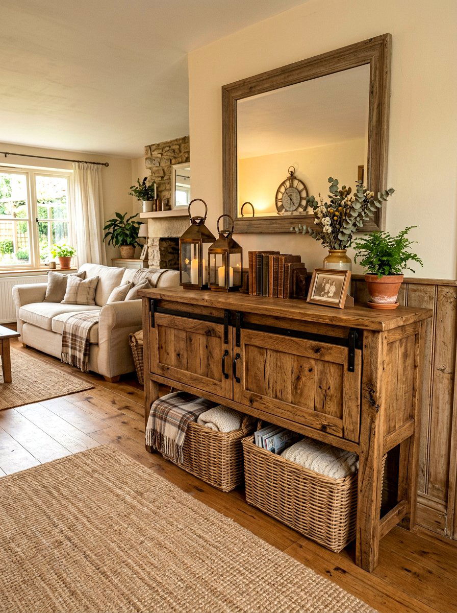 Rustic Farmhouse Wood Sideboard - 30 TV over console ideas