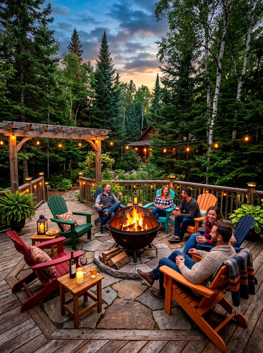 Rustic Fire Pit Deck - 30 rustic deck ideas