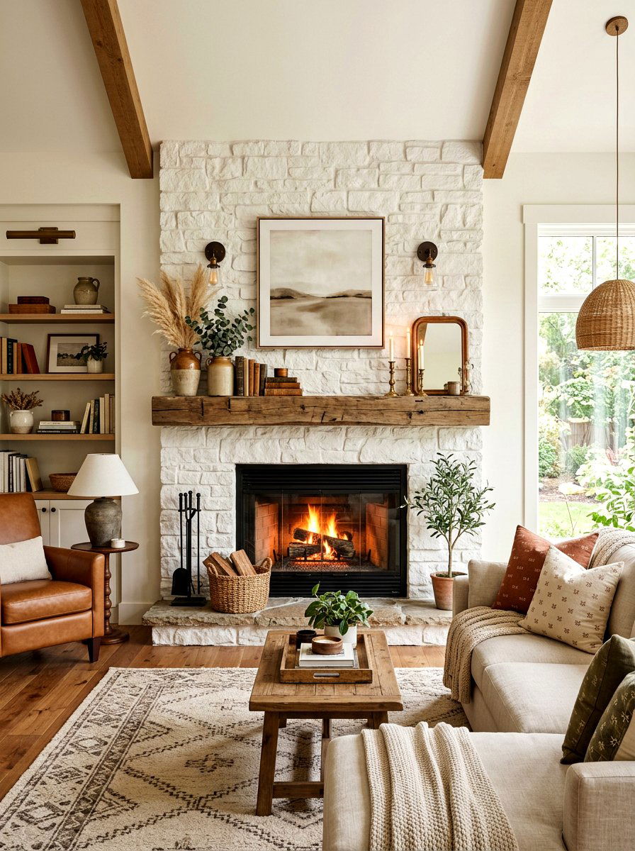 Rustic Fireplace Mantel Decor - 30 modern farmhouse decor ideas