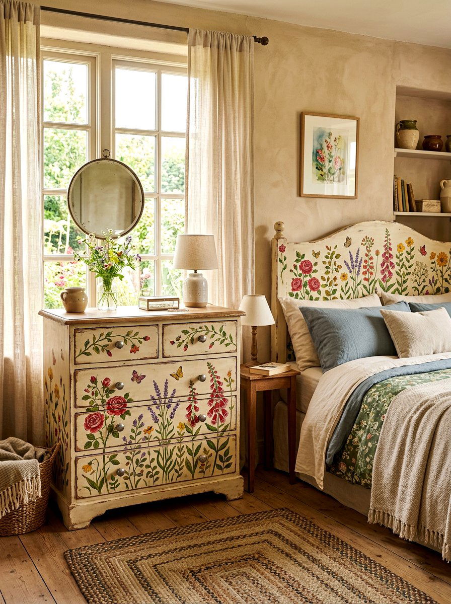 Rustic Floral Furniture - 30 bloomcore bedroom ideas