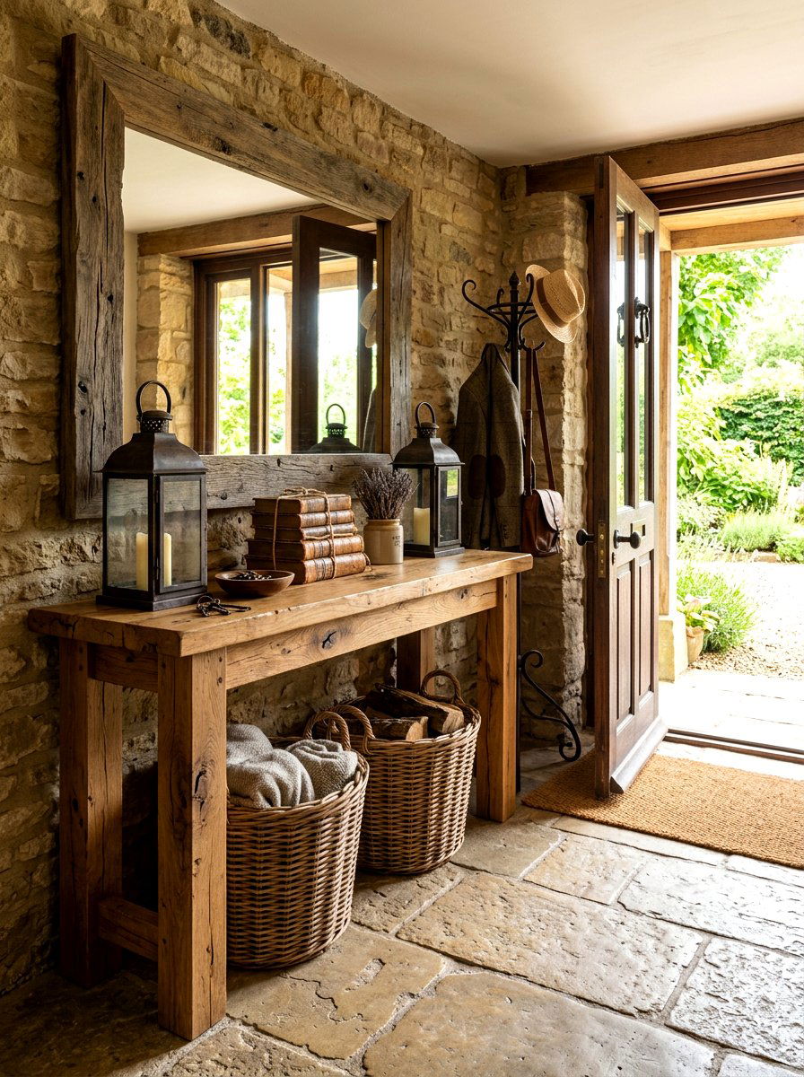 Rustic Foyer Console - 30 entry console styling ideas