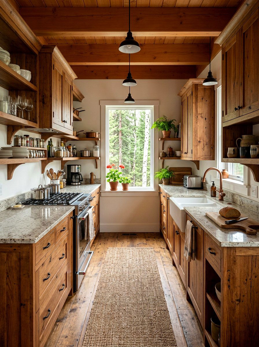 Rustic Galley Cabin Kitchen - 30 cabin kitchen ideas