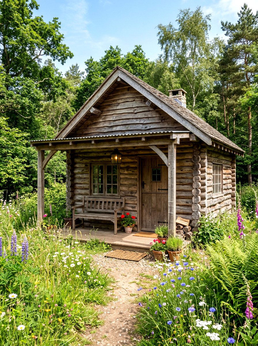 Rustic Garden Cabin - 30 garden studio backyard ideas