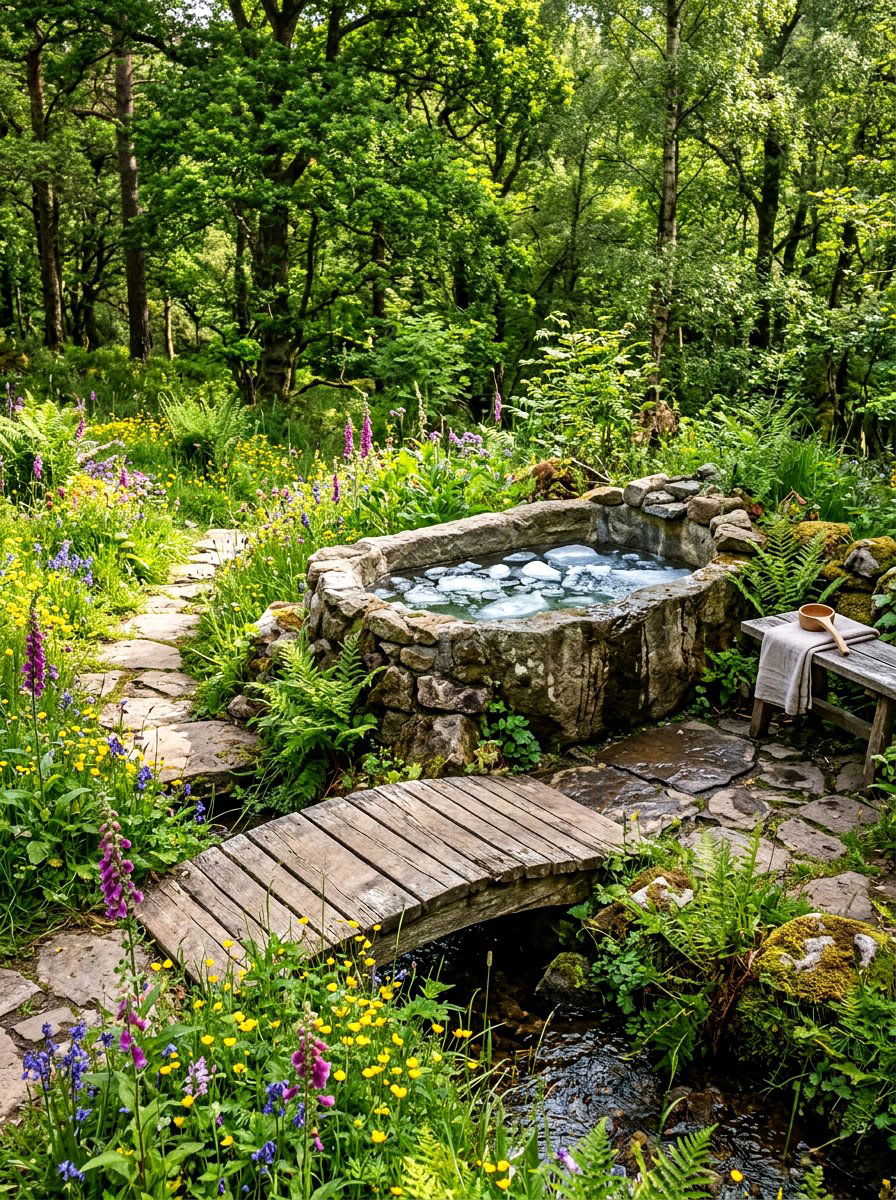 Rustic Garden Ice Bath - 30 ice bath room ideas
