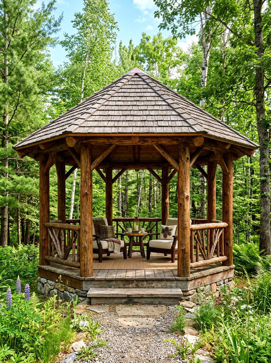 Rustic Gazebo - 30 rustic backyard seating ideas