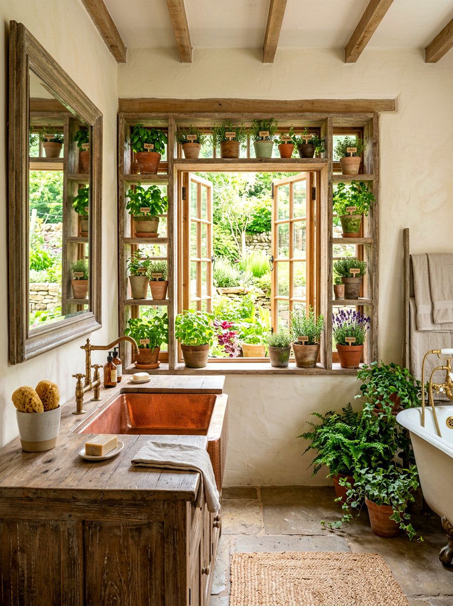 Rustic Herb Garden Bathroom - 30 bloomcore bathroom ideas