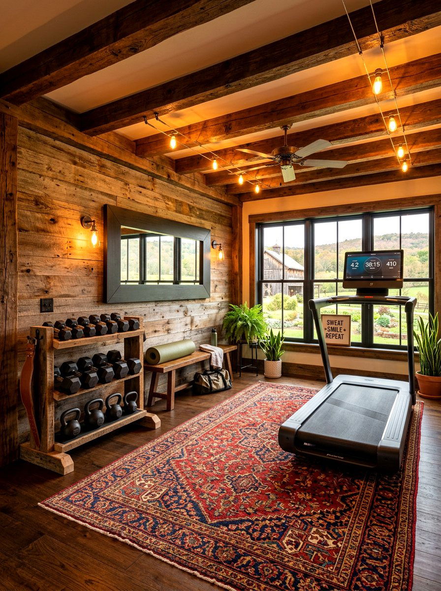 Rustic Home Gym - 30 treadmill room ideas