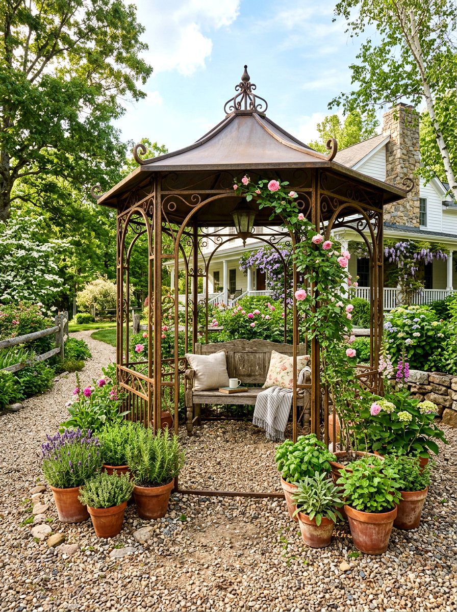 Rustic Iron Backyard Gazebo - 30 metal gazebo ideas