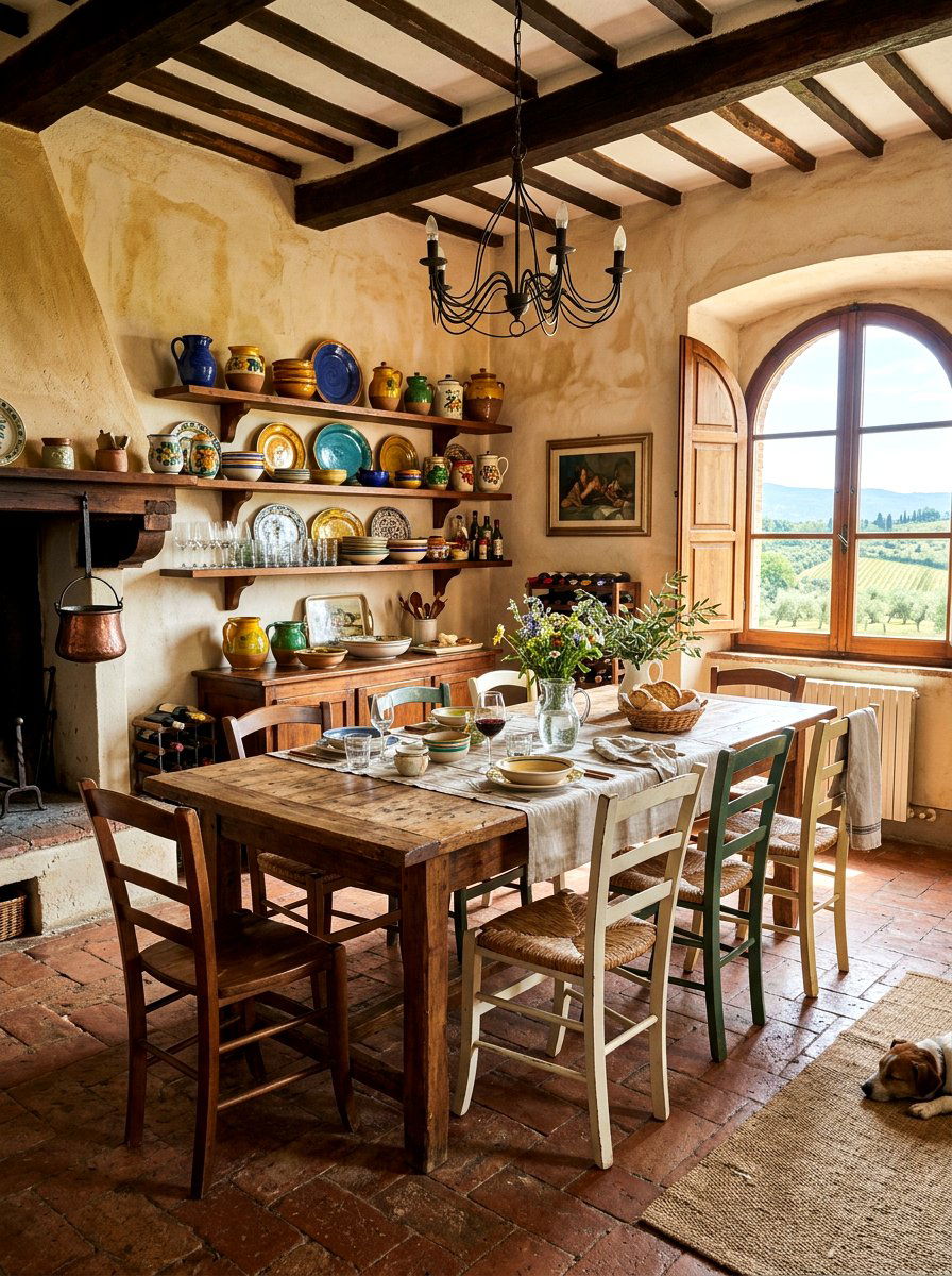 Rustic Italian Farmhouse Room - 30 Tuscan supper room ideas