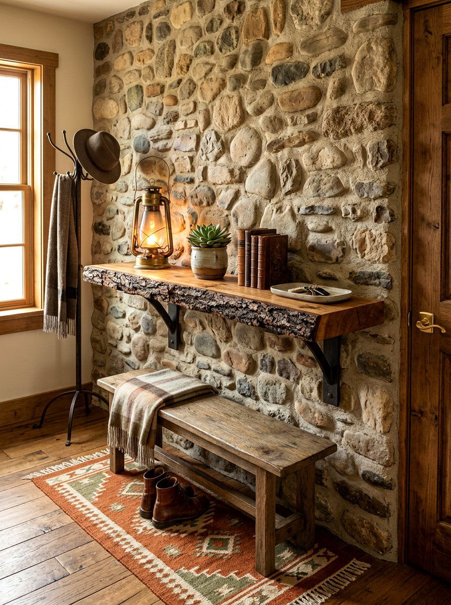 Rustic Live Edge Entry Shelf - 30 floating entry shelf ideas