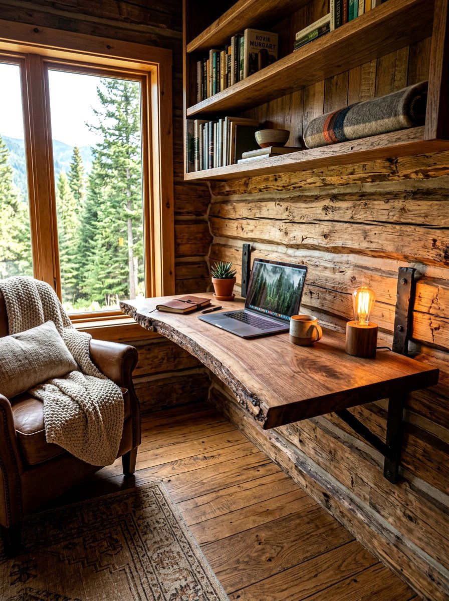 Rustic Live Edge Wall Desk - 30 wall desk ideas