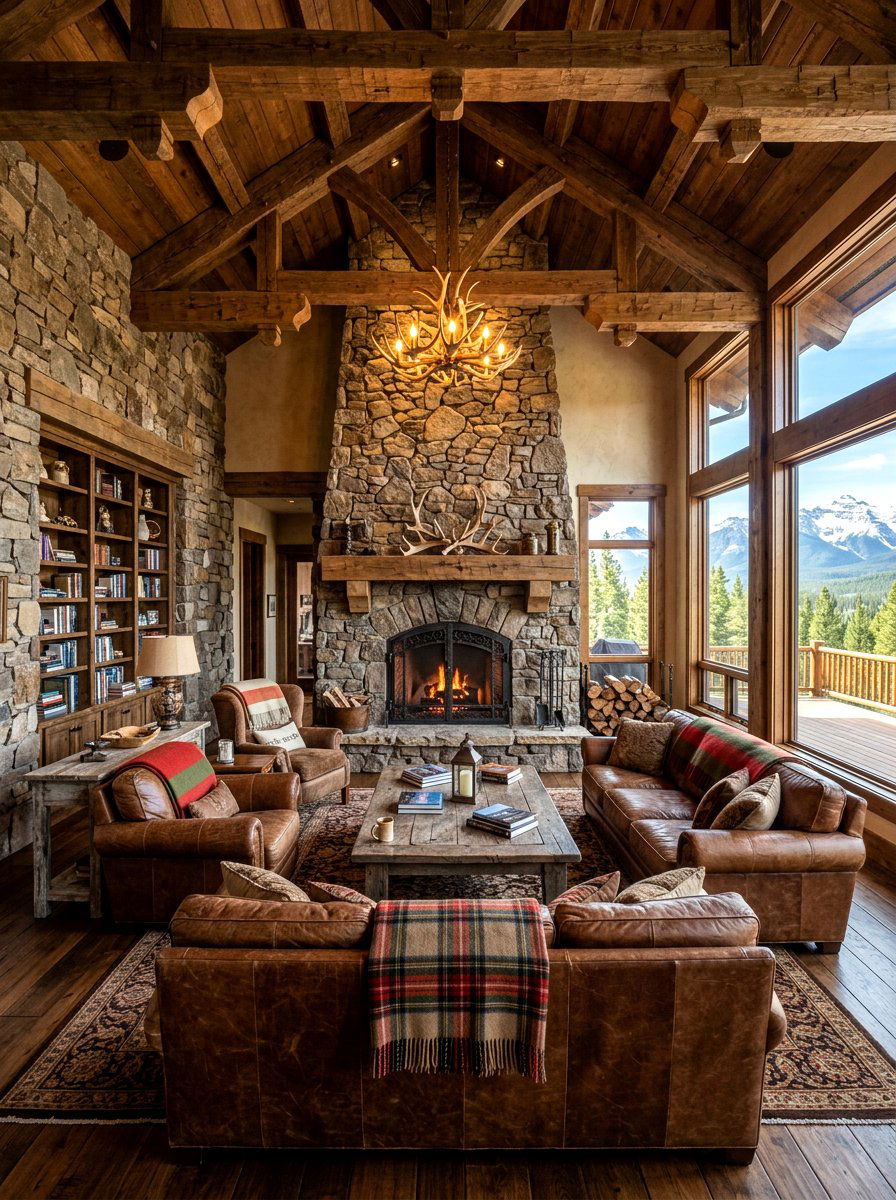 Rustic Living Room Wood Beam - 30 wood beam ceiling ideas