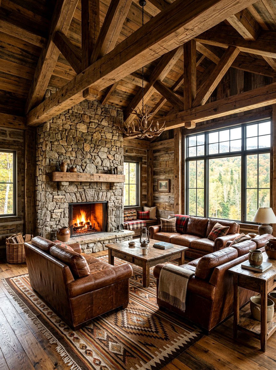 Rustic Living Room Wood Beams - 30 L shaped living room ideas