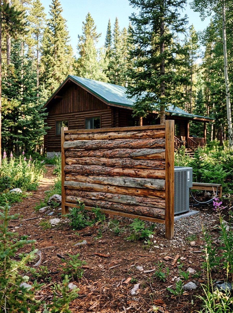 Rustic Log AC Screen - 30 air conditioner screen ideas