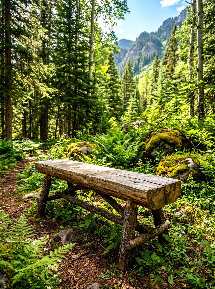 Rustic Log Bench - 30 garden bench ideas