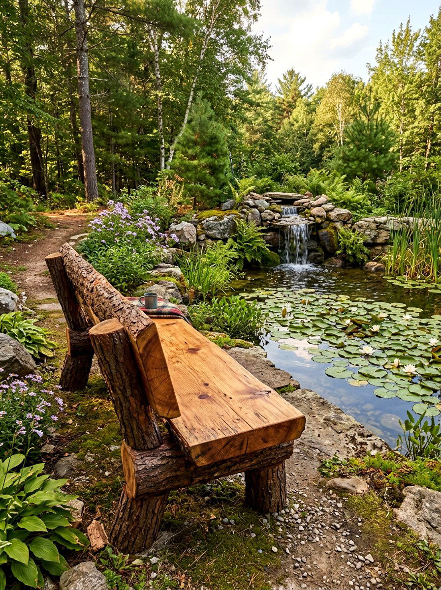 Rustic Log Bench - 30 outdoor bench ideas