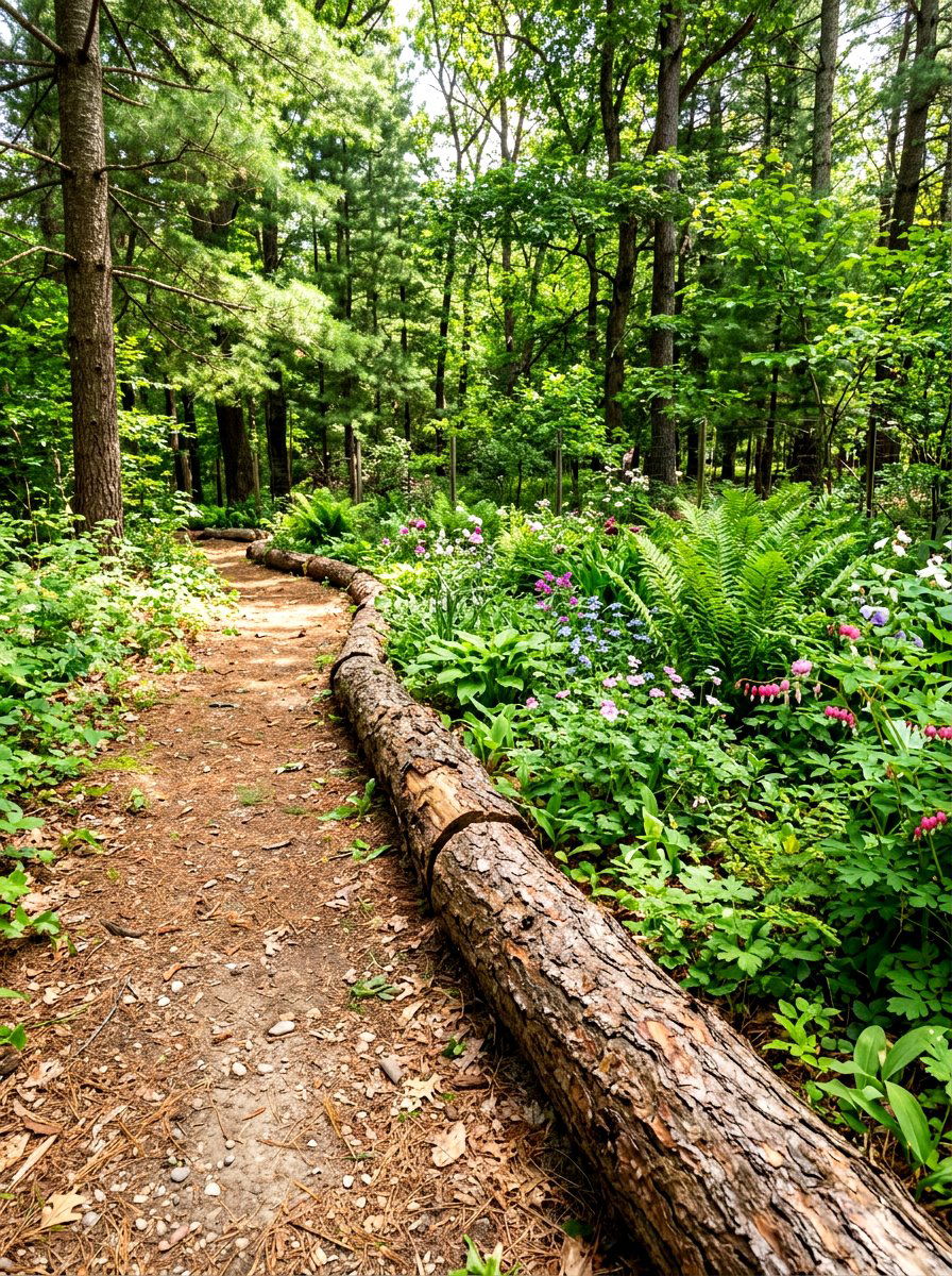 Rustic Log Border - 30 side yard flower bed ideas