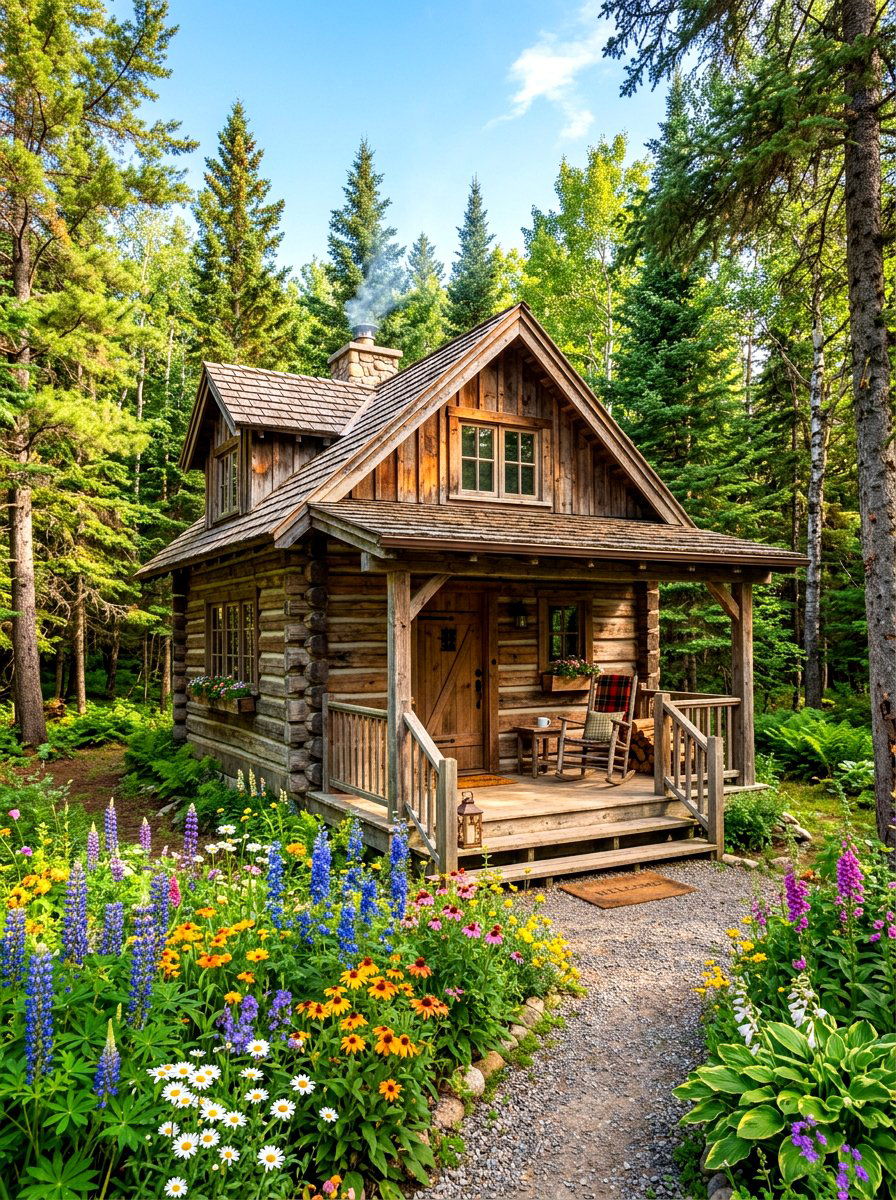 Rustic Log Cabin - 30 meditation backyard corner ideas