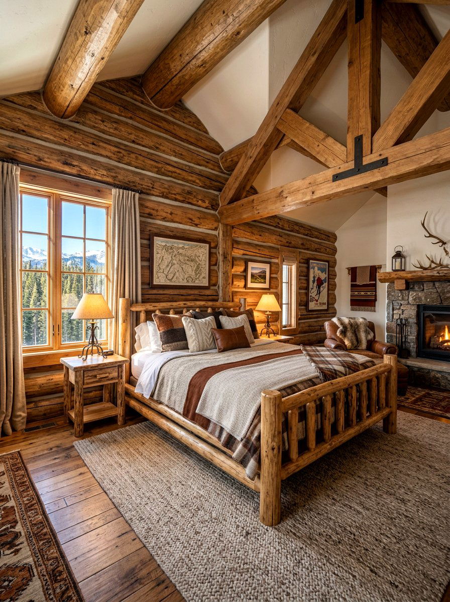 Rustic Log Cabin Bedroom - 30 cabin bedroom ideas
