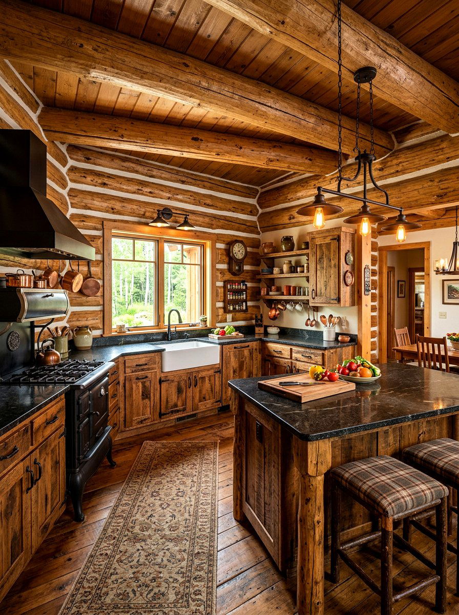 Rustic Log Cabin Kitchen - 30 cabin kitchen ideas