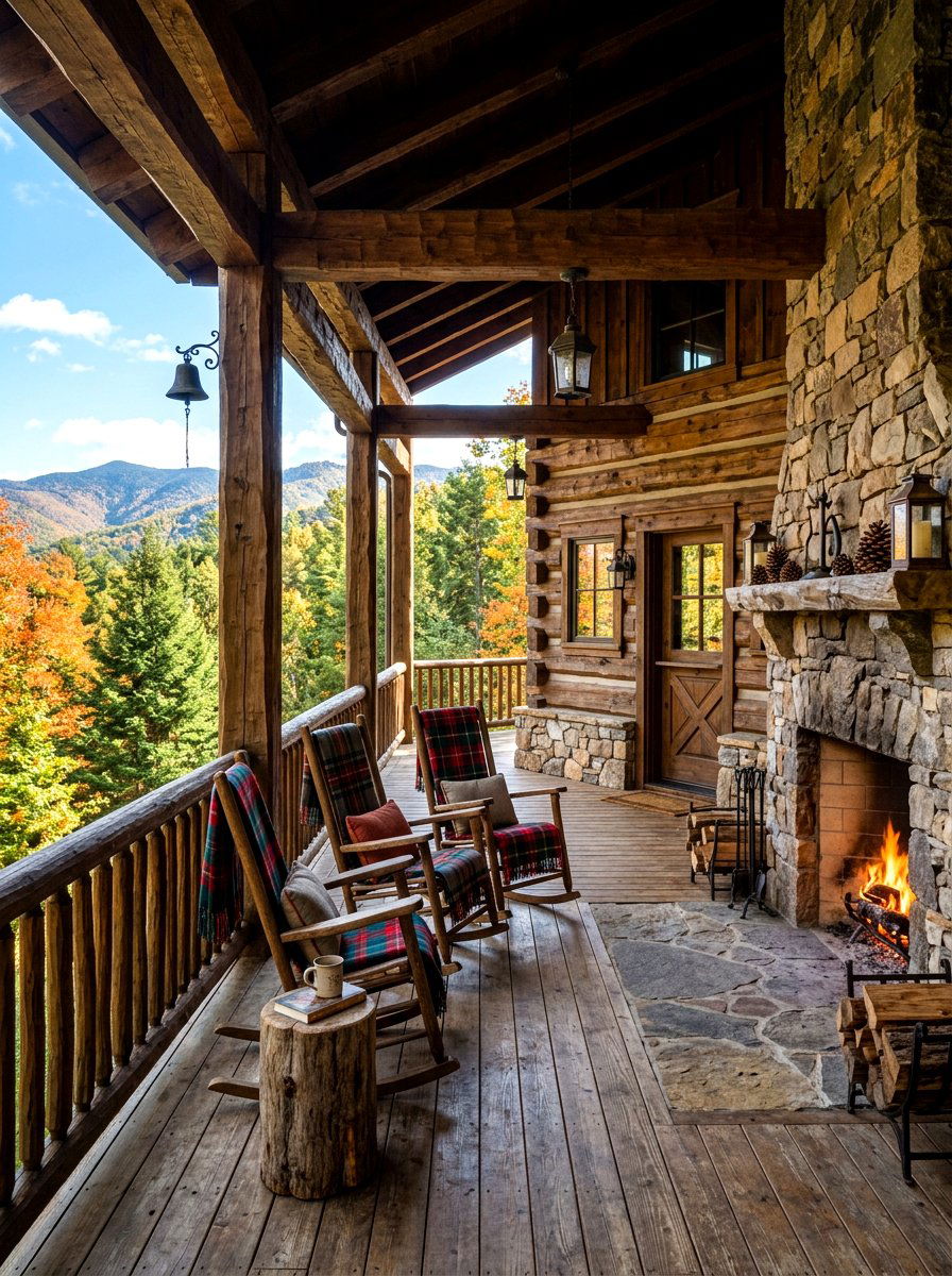 Rustic Log Cabin Wraparound Porch - 30 wraparound porch ideas