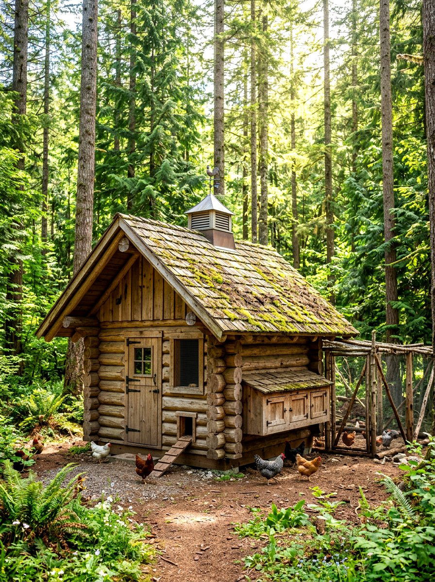 Rustic Log Chicken Coop - 30 chicken coop ideas