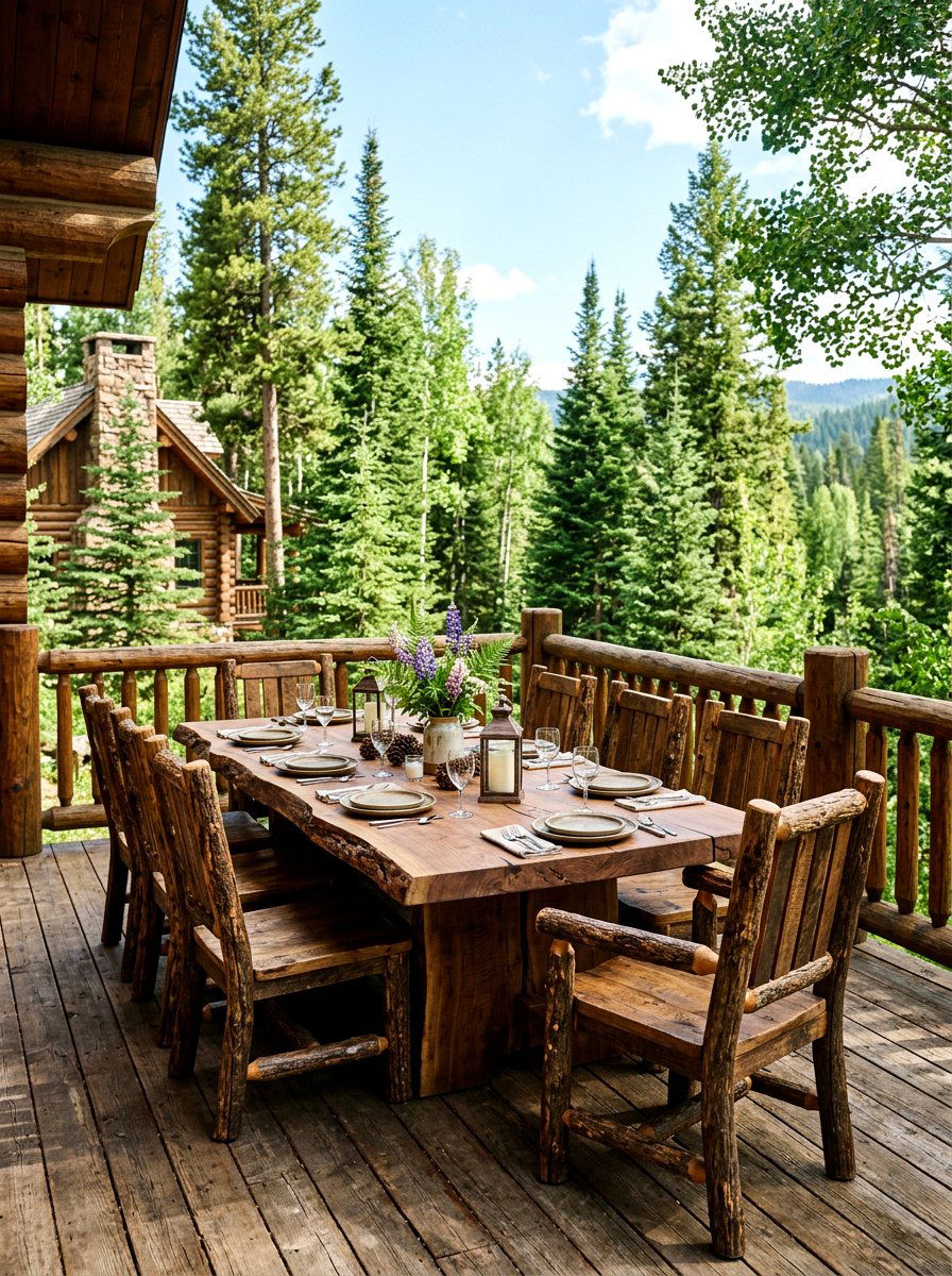 Rustic Log Deck Dining - 30 deck dining zone ideas