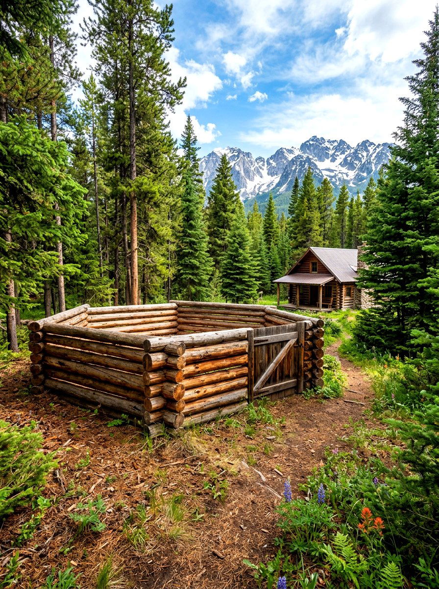 Rustic Log Enclosure - 30 trash enclosure privacy ideas