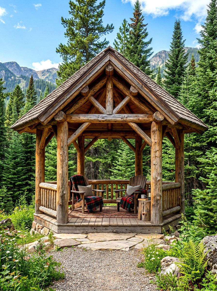 Rustic Log Gazebo - 30 outdoor gazebo ideas
