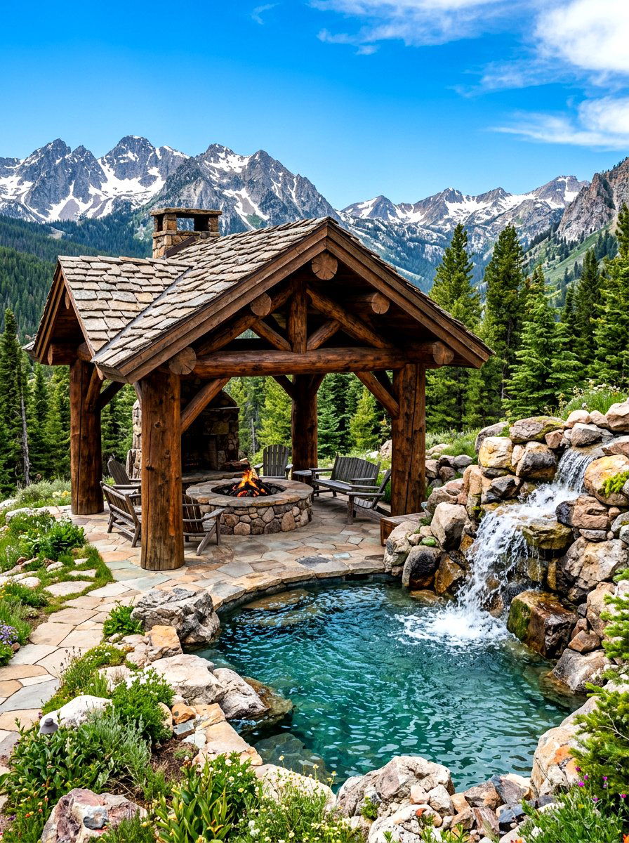 Rustic Log Gazebo - 30 poolside gazebo ideas