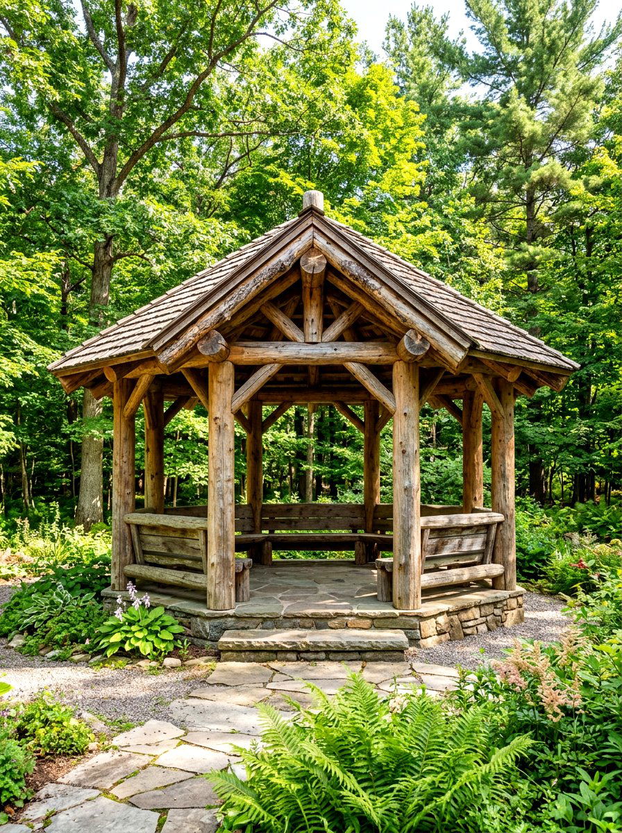 Rustic Log Gazebo - 30 wooden gazebo ideas