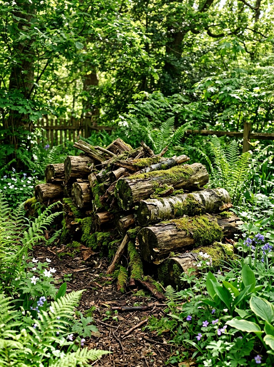 Rustic Log Habitat - 30 pollinator paradise backyard ideas