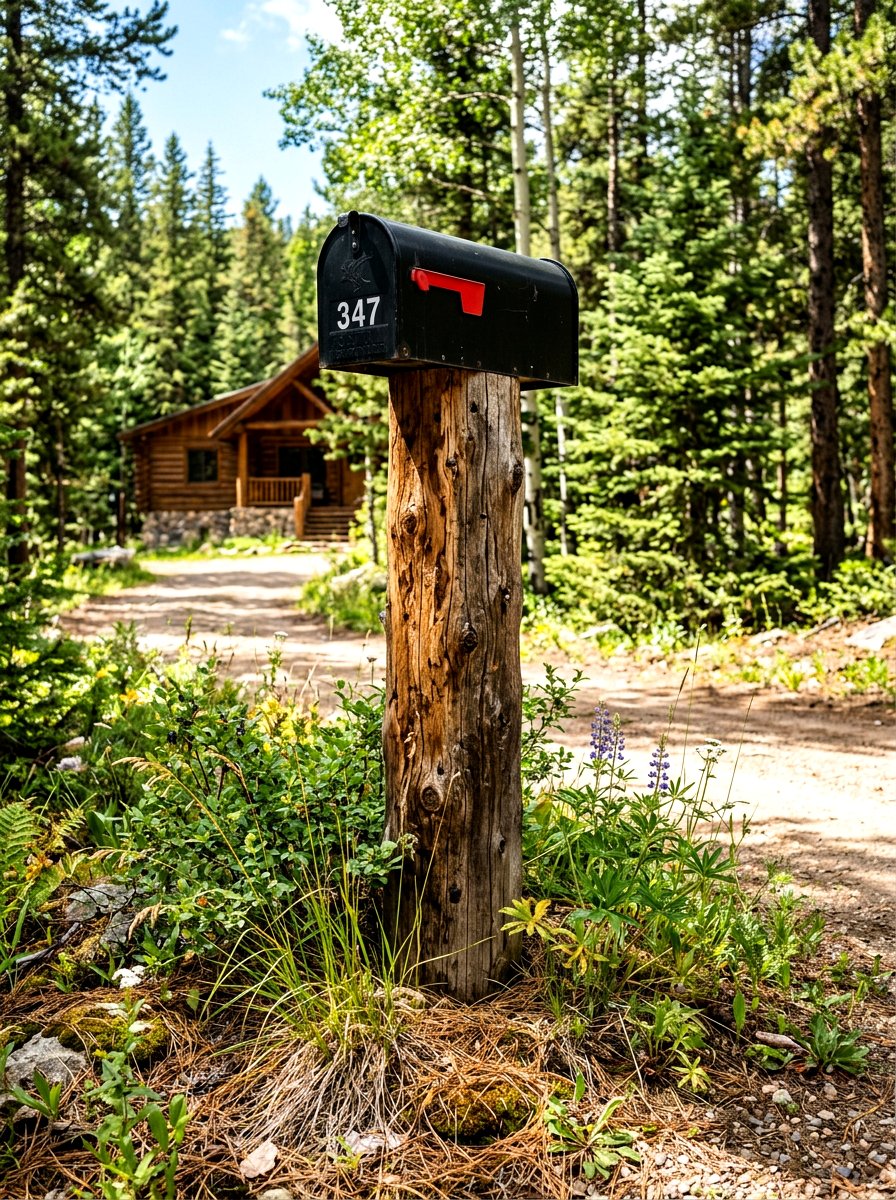 Rustic Log Mailbox Post - 30 mailbox curb appeal ideas