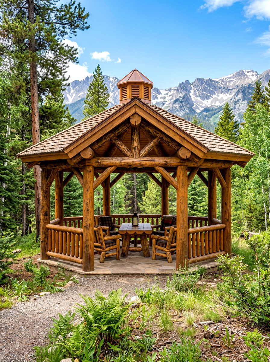 Rustic Log Octagon Gazebo - 30 octagon gazebo ideas