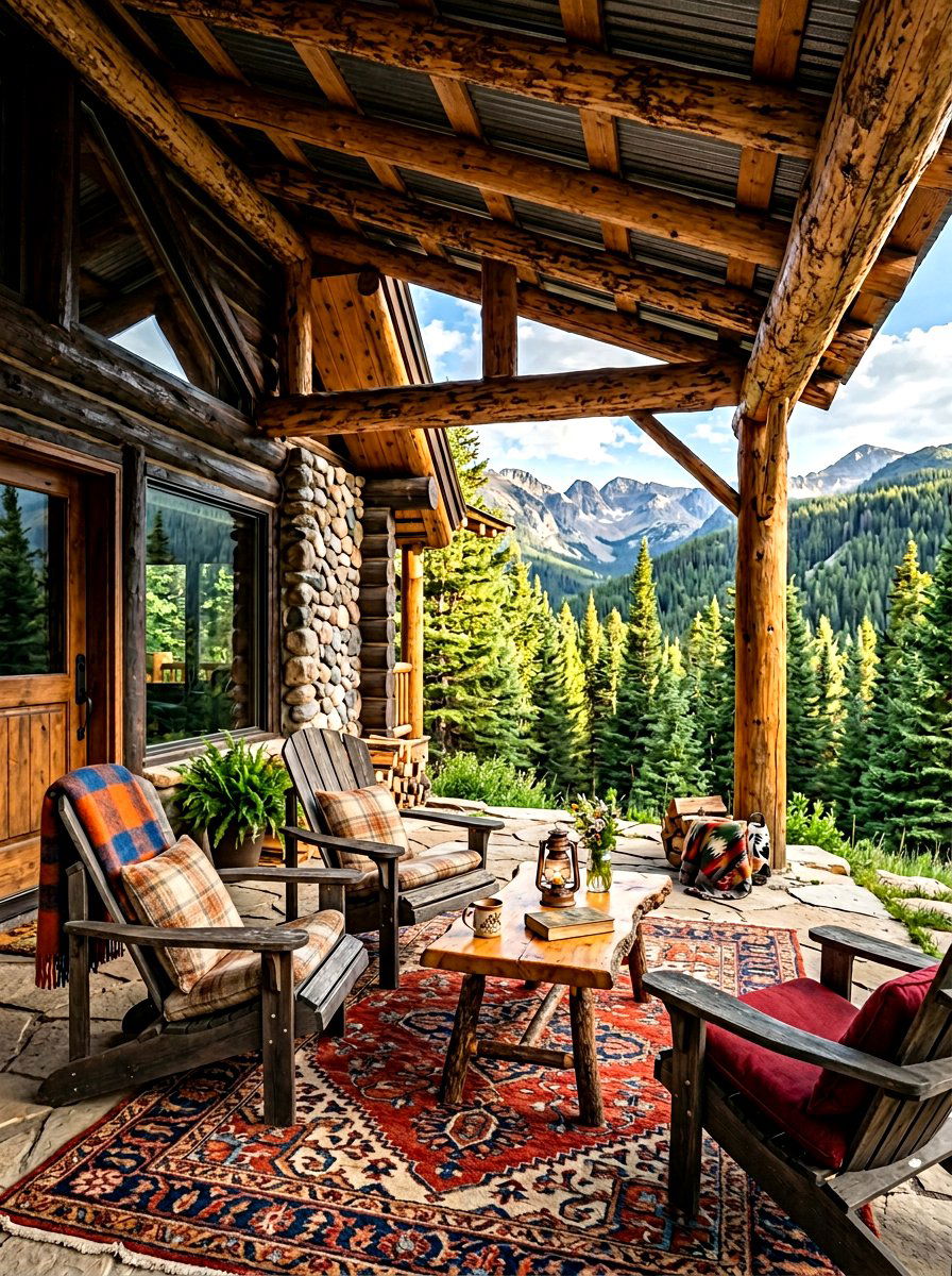 Rustic Log Patio Cover - 30 wood patio cover ideas