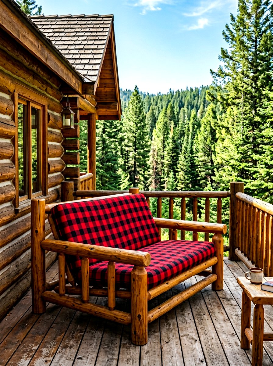 Rustic Log Patio Lounger - 30 chaise lounge patio ideas